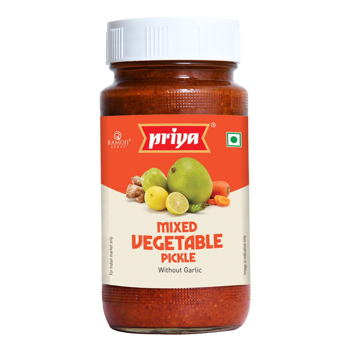 Priya Seasoning with Mixed Vegetables without Garlic Pickles - 300g